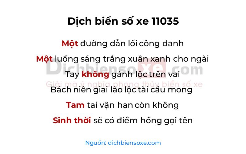 Dịch thơ biển số 11035