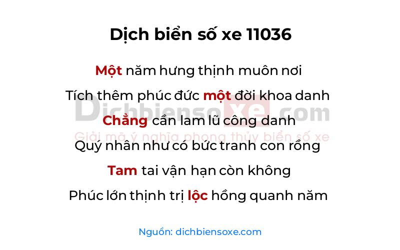 Dịch thơ biển số 11036