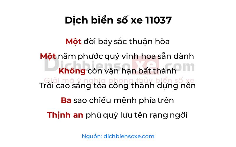 Dịch thơ biển số 11037