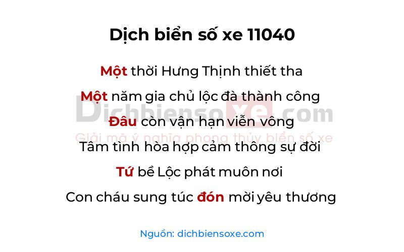 Dịch thơ biển số 11040