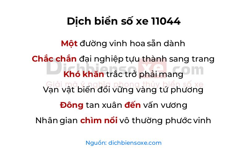 Dịch thơ biển số 11044