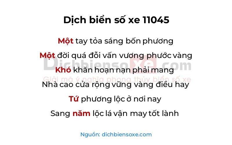 Dịch thơ biển số 11045