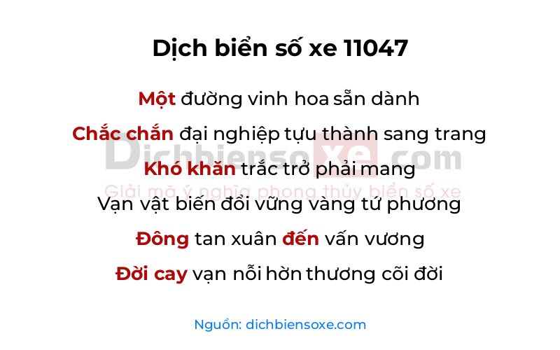 Dịch thơ biển số 11047