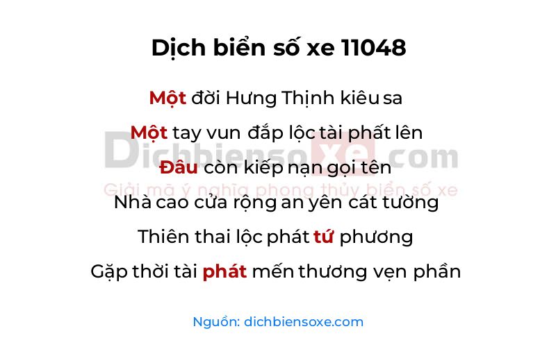 Dịch thơ biển số 11048