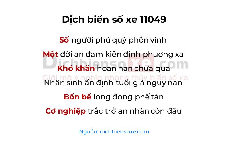 Dịch thơ biển số 11049
