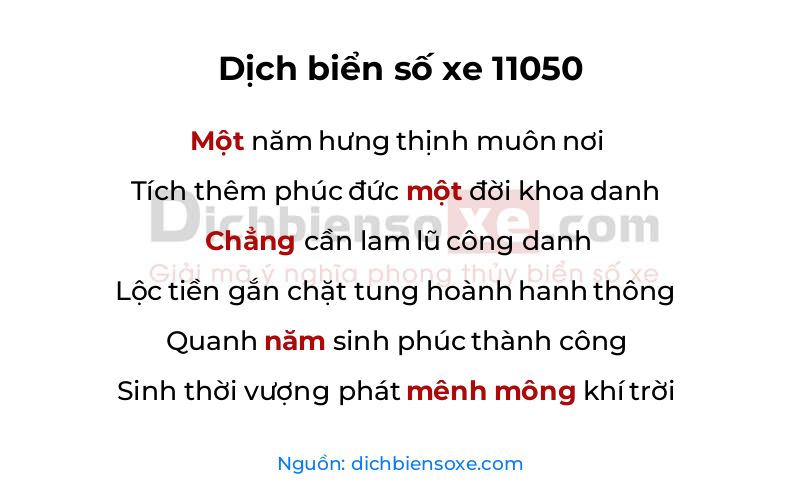 Dịch thơ biển số 11050