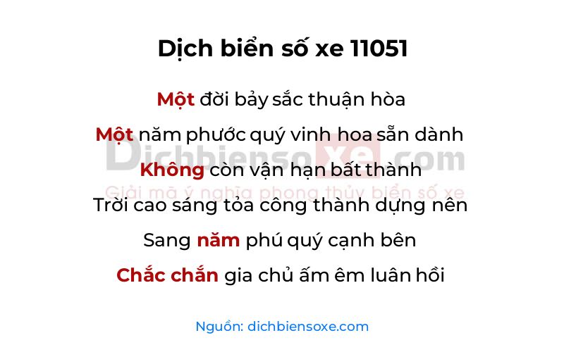 Dịch thơ biển số 11051