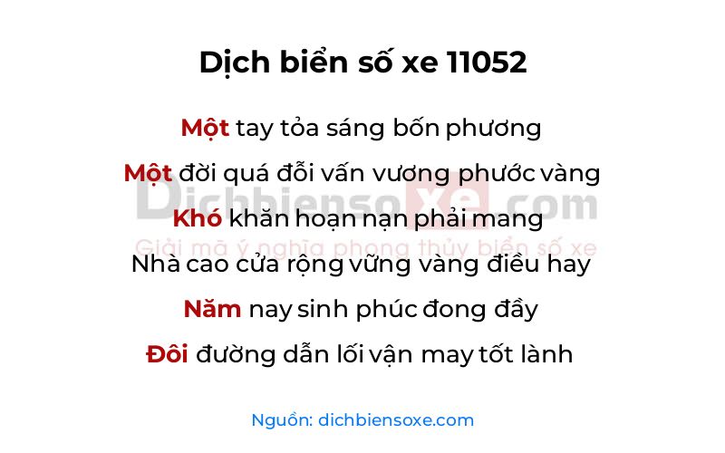 Dịch thơ biển số 11052