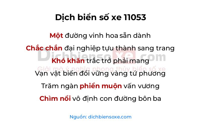 Dịch thơ biển số 11053
