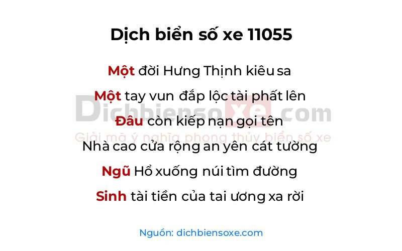 Dịch thơ biển số 11055