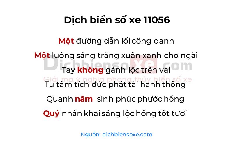 Dịch thơ biển số 11056