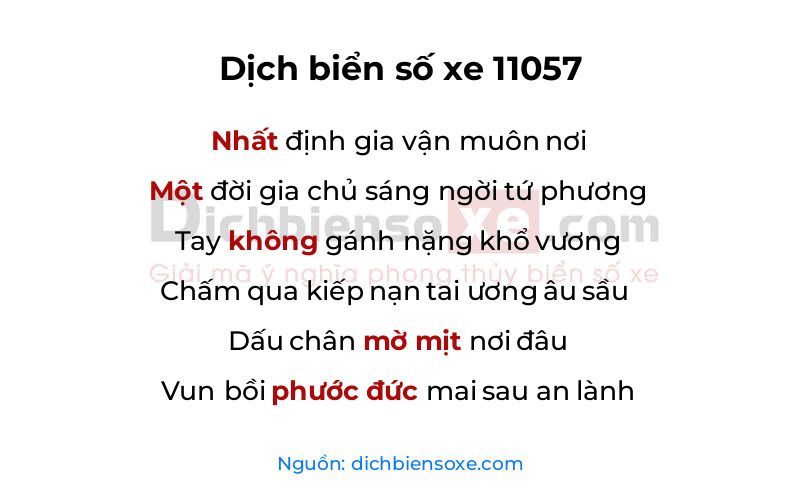 Dịch thơ biển số 11057
