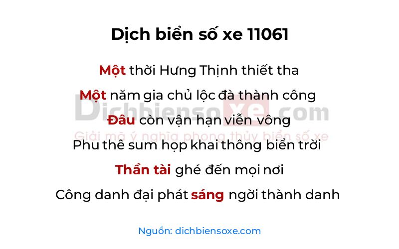 Dịch thơ biển số 11061