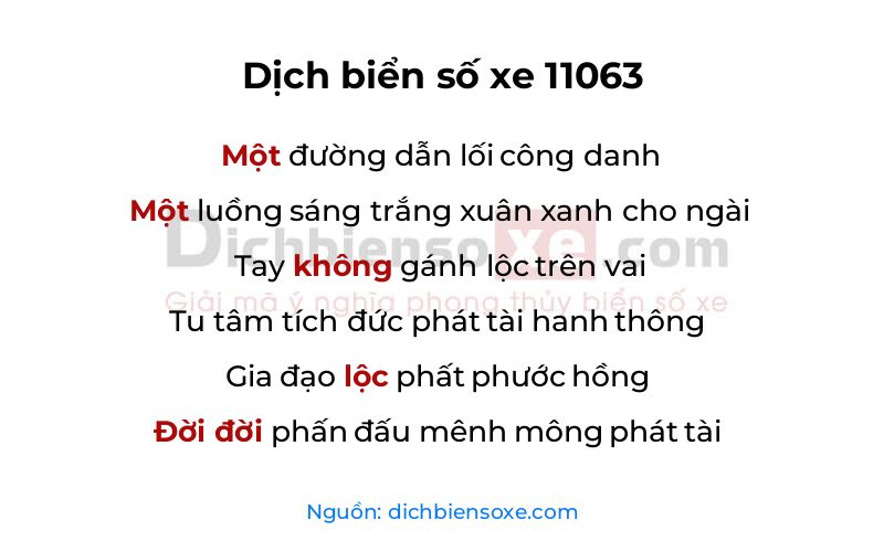 Dịch thơ biển số 11063