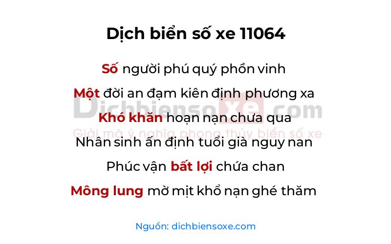 Dịch thơ biển số 11064
