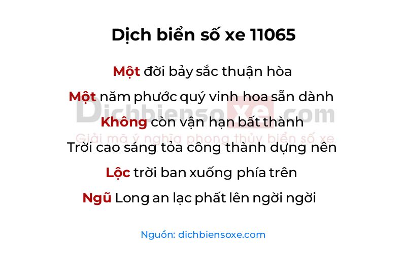Dịch thơ biển số 11065