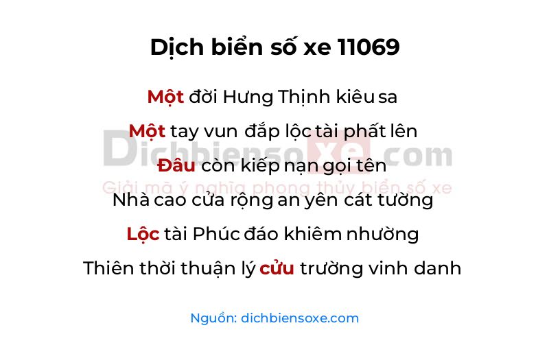 Dịch thơ biển số 11069