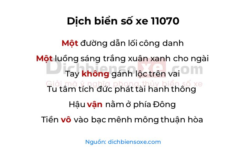 Dịch thơ biển số 11070