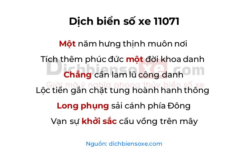 Dịch thơ biển số 11071