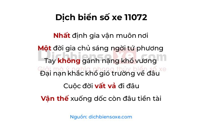 Dịch thơ biển số 11072