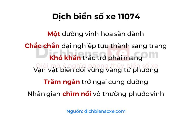 Dịch thơ biển số 11074