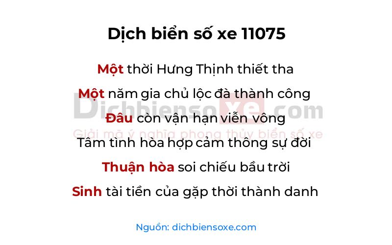 Dịch thơ biển số 11075
