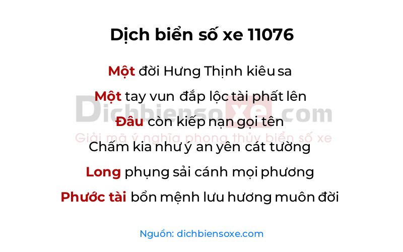 Dịch thơ biển số 11076