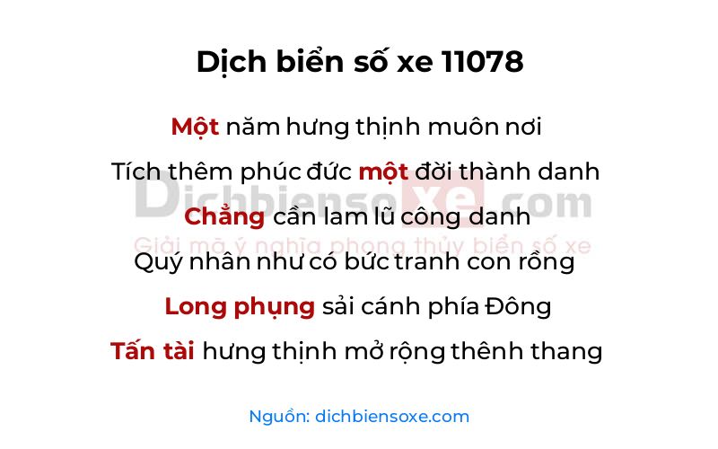 Dịch thơ biển số 11078