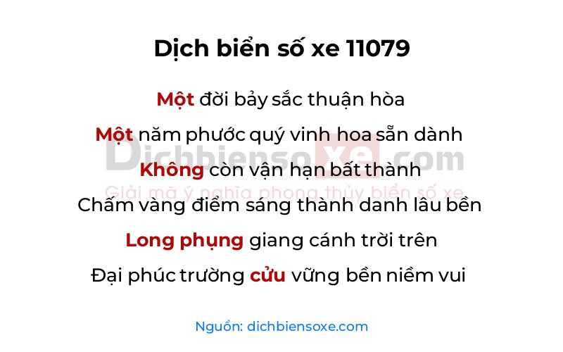 Dịch thơ biển số 11079