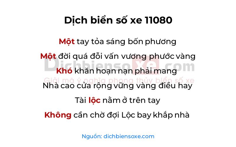 Dịch thơ biển số 11080