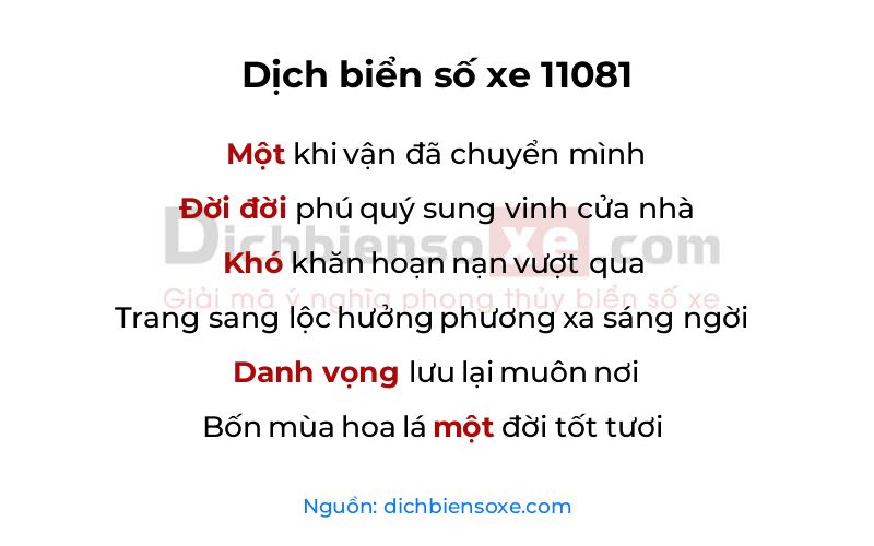 Dịch thơ biển số 11081