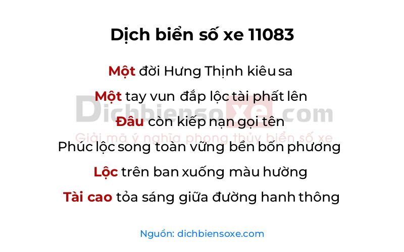 Dịch thơ biển số 11083