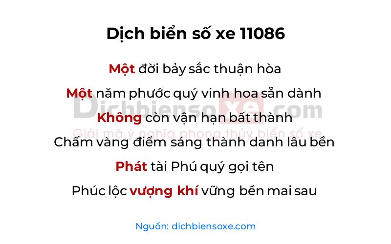 Dịch thơ biển số 11086