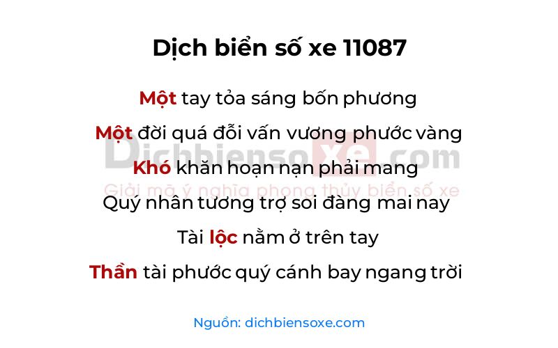 Dịch thơ biển số 11087