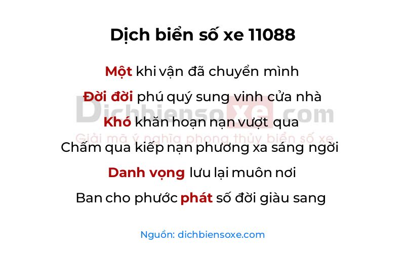 Dịch thơ biển số 11088