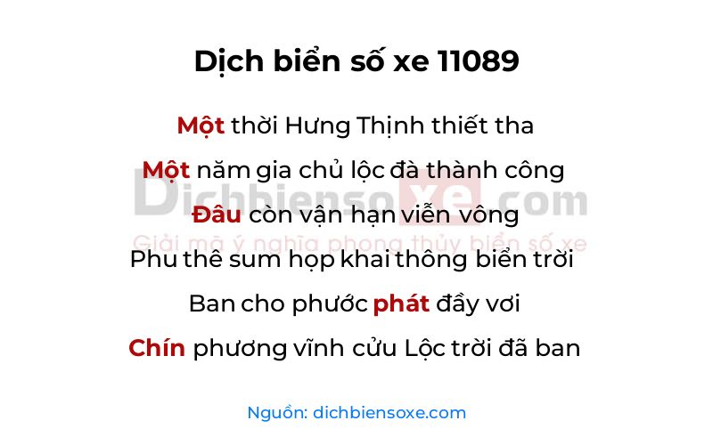 Dịch thơ biển số 11089