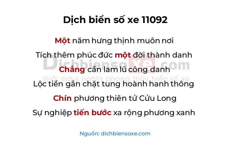 Dịch thơ biển số 11092