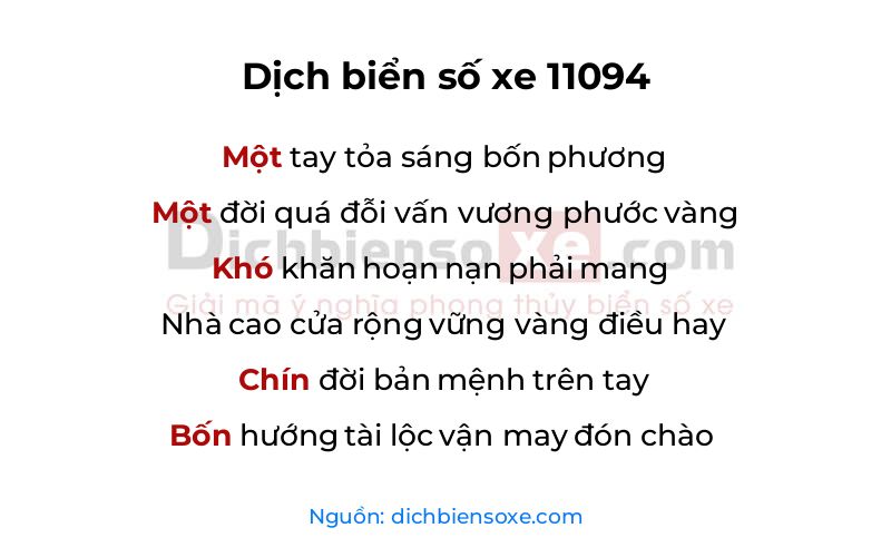Dịch thơ biển số 11094