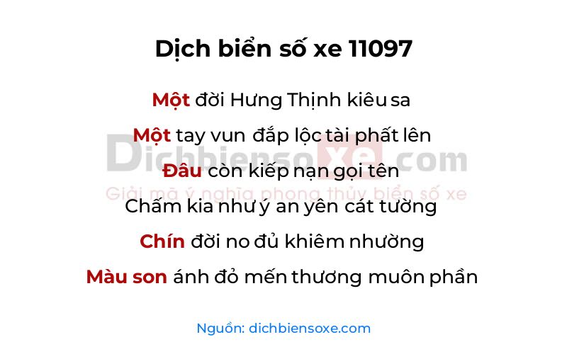 Dịch thơ biển số 11097