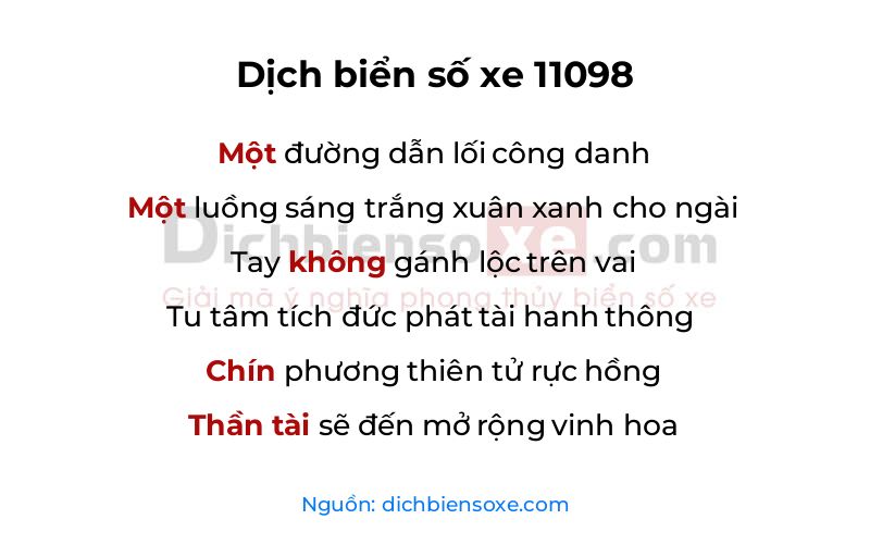 Dịch thơ biển số 11098