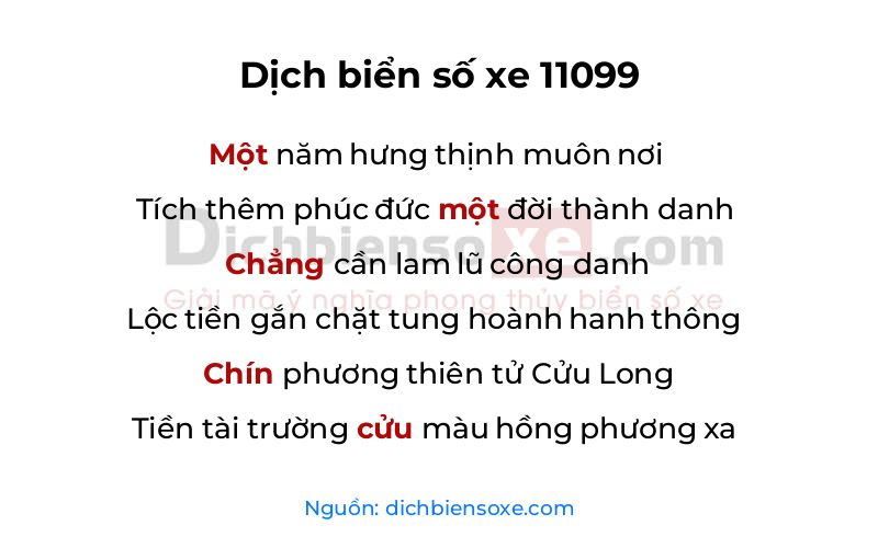 Dịch thơ biển số 11099