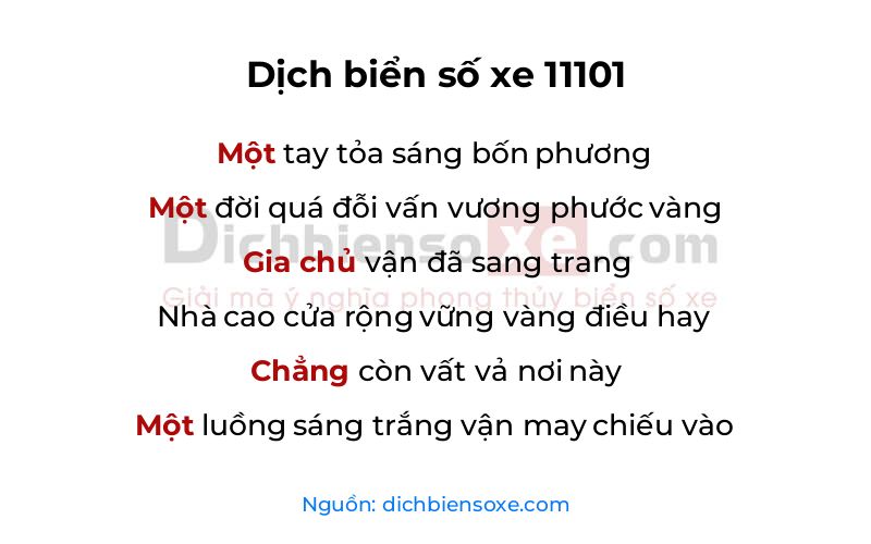 Dịch thơ biển số 11101