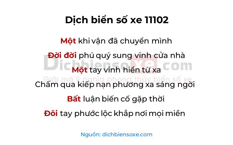 Dịch thơ biển số 11102