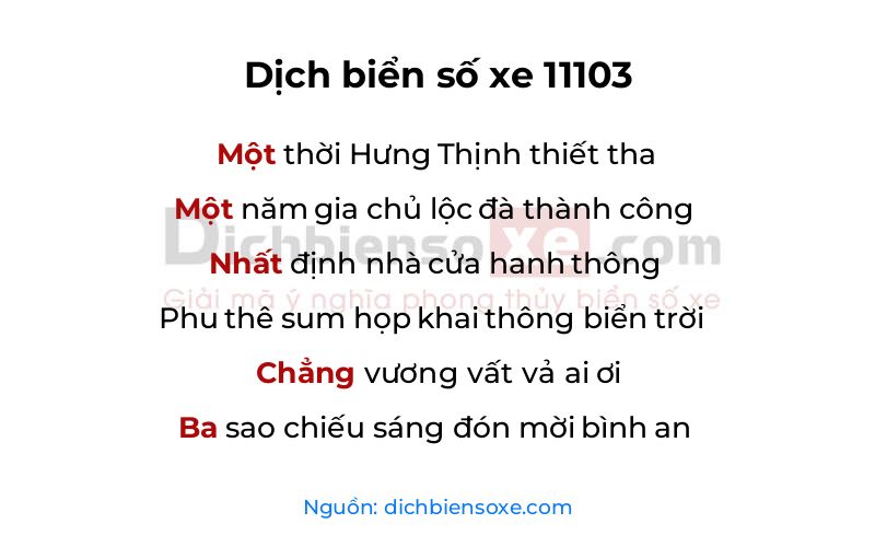 Dịch thơ biển số 11103