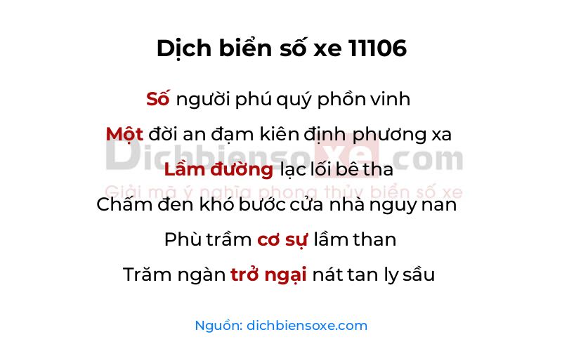 Dịch thơ biển số 11106