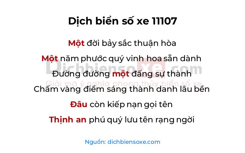 Dịch thơ biển số 11107