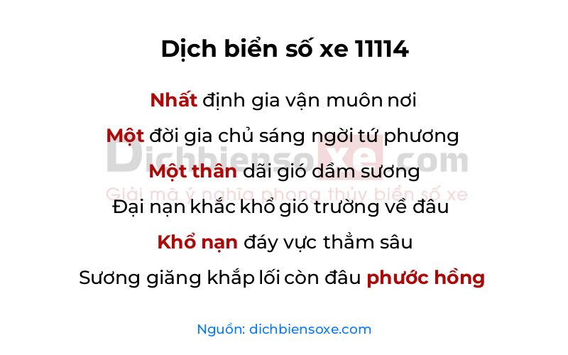 Dịch thơ biển số 11114