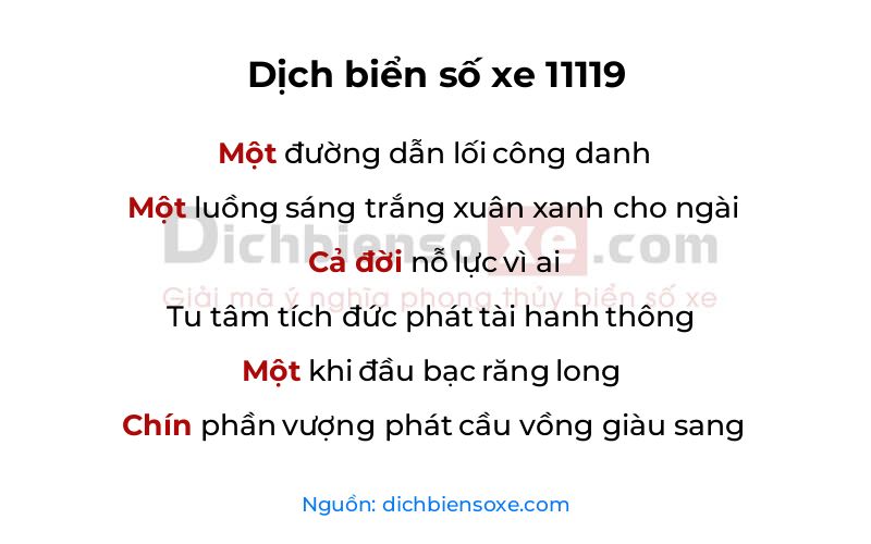 Dịch thơ biển số 11119