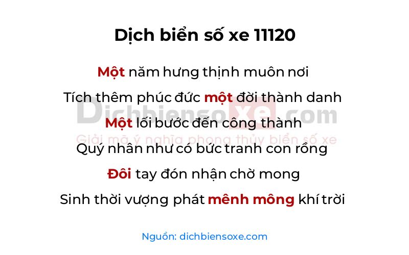 Dịch thơ biển số 11120