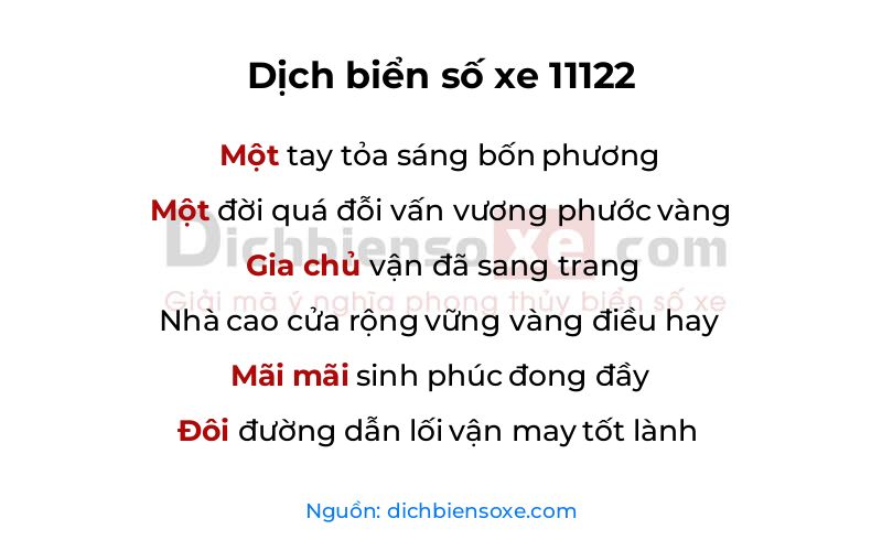 Dịch thơ biển số 11122